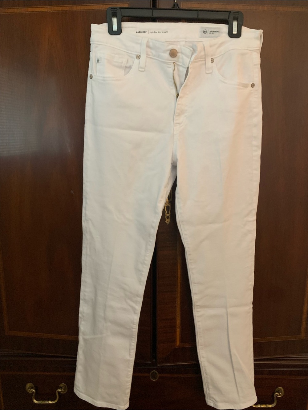 AG Adriano Goldschmied White High-Rise Slim Straight Jeans